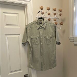 Timberland - Classic Short Sleeve Button Down Utility Shirt - Khaki / Green - L